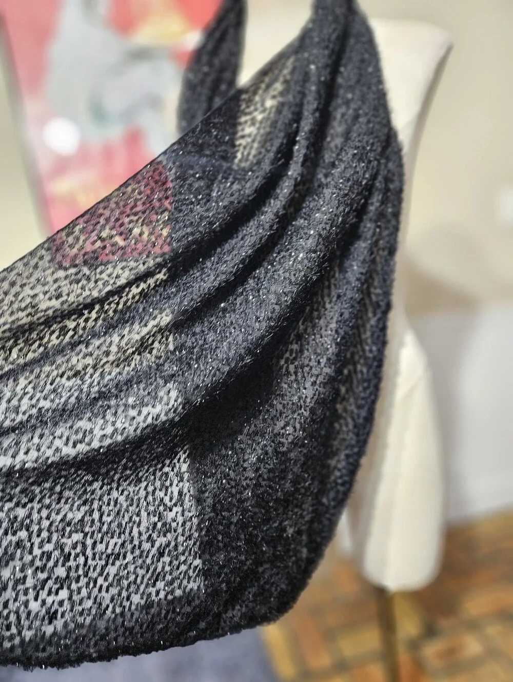 Soft Metallic Black Scarf